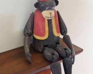 Wood carved jointed monkey