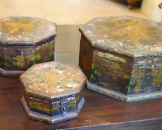 Net of carved wood nesting boxes