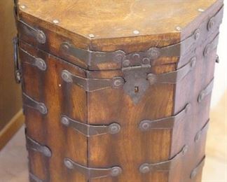 Octagonal distressed wood & iron storage box