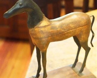 Carved wood & iron horse sculpture