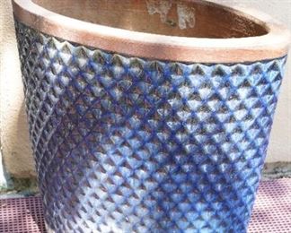 Cobalt blue mirrored terracotta plant stand x 2