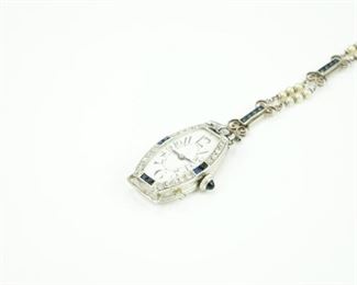 Platinum, diamond & sapphire ladies watch-very vintage. 
