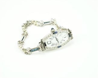 Vintage platinum, diamond & sapphire ladies watch