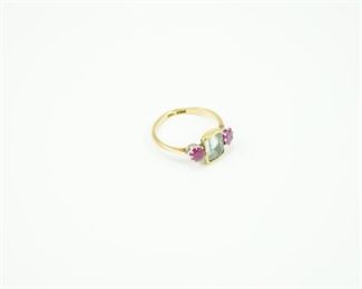 14k Ruby & Aquamarine ring