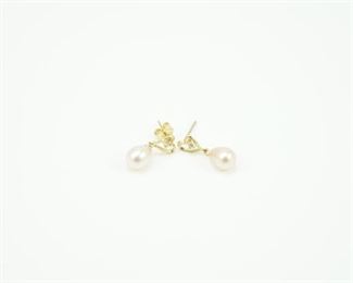 14k Akoya pearl & diamond earrings