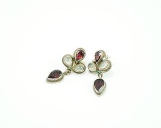 Sajen moonstone & garnet sterling earrings