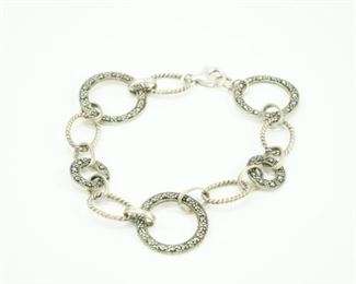 Sterling marcasite hoop bracelet