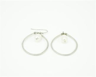 Sterling & pearl hoop earrings