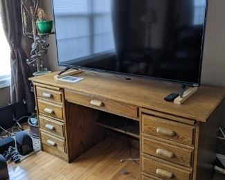 Oak desk/TV stand