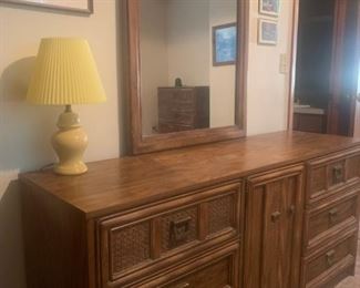 Bedroom dresser and mirror included in set with mattress and box spring s $100.00