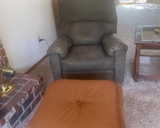 Living room recliner and foot stool $25.00 for the set