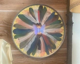 Rare decorative plate with feather/butterfly insert $35.00