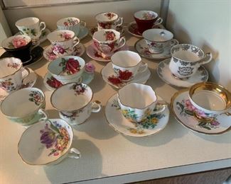Bone china tea cups and saucers $25.00.  