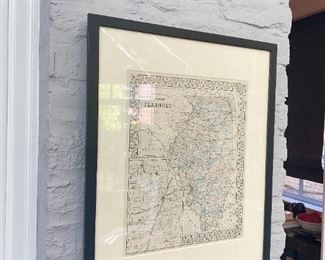 Framed Map of Illinois - 17x21 - $125 