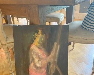 Original Oil "Woman Painting" - $175