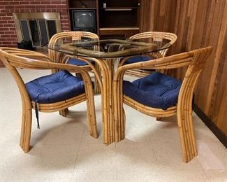 Vintage Bamboo Cane Table and chairs