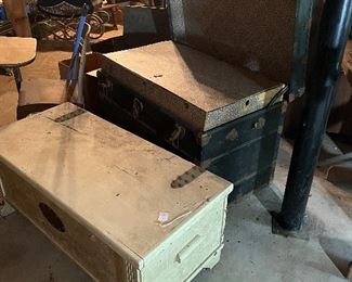 Antique trunk and vintage chest