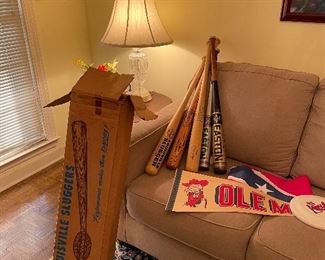 Vintage Louisville Slugger Wooden Bats- engraved with hall of fame players