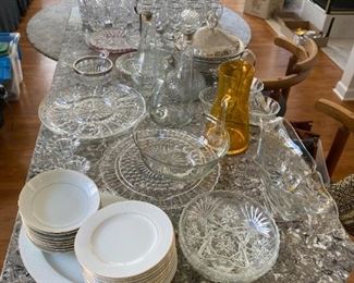 Etched, Cut and Pressed Glass, Fine China, Glass Pitchers