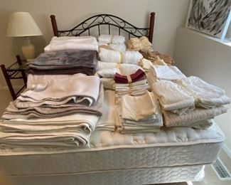 Linens, Bed and Side Table are not for sale