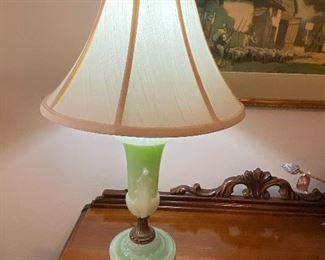 Vintage Green Glass Lamp