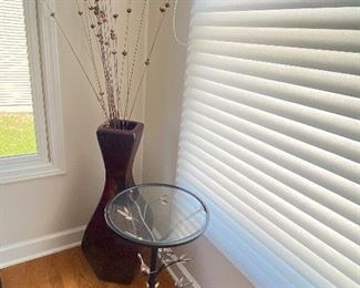 Large Floor Vase, Round Glass Top Accent Table