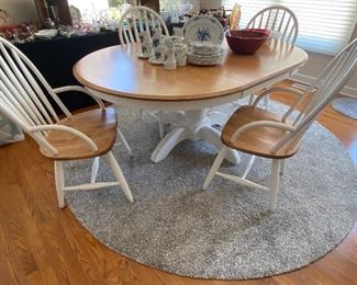 Very Nice Dining Table with Four Chairs, Like New Round Rug, Fine China
