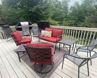 Patio furniture and grill