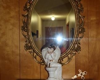 Midcentury Mirror with Shelf