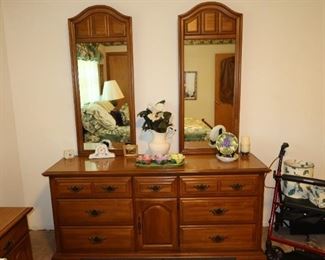 Maple Dresser with Double Mirror