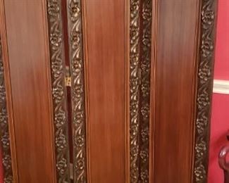 Carved Mahogany Screen 6ft x 3 panels 18" ea