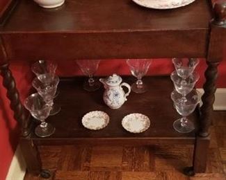 Antique Barley Twist bar cart 27wx16dx28t