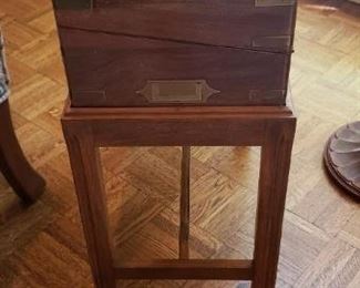 Antique Rosewood Sloped Writing Table Ca 1850 with papers