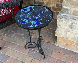 small round metal/stone side table
