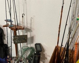 fishing poles, nets, tackle