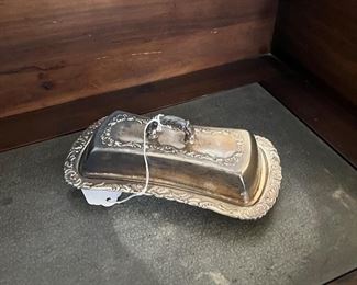 silver plate butter dish
