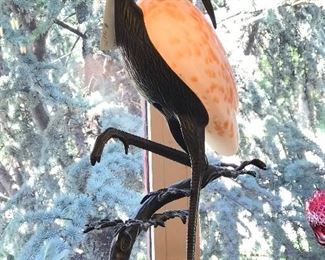 Wonderful Heron Lamp with light. Iron and stamped