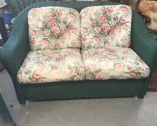 Love this Wicker Furniture. Love seat with cushions.