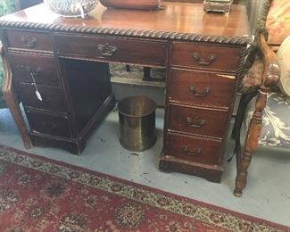 Great Walnut desk with rope design. Great draws...needs a little tender care.