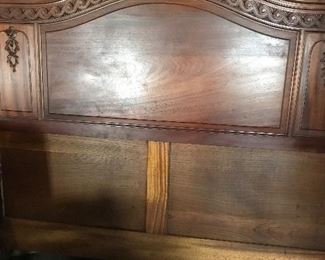 Love this headboard. Also has a footboard. One leg needs to be repaired - no rails