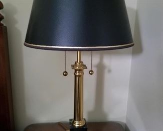 Brass column lamp/marble base
