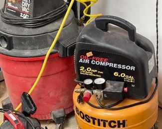 Bostitch air compressor, Craftsman shop vac
