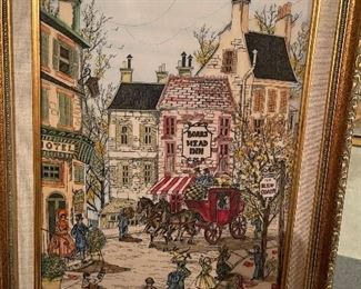 Vintage “cultured ivory” etching, Victorian street scene, by C. Harsha