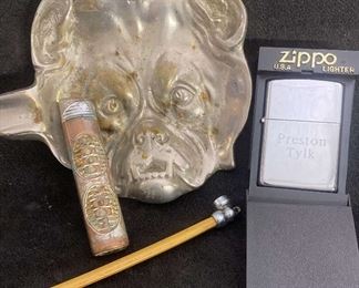 Bulldog Metal Ashtray, Zippo Lighter More