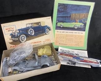 Hubley Metal 1930 Packard Model,Chevy Fob, Buick Ad