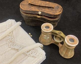 Mother Of Pearl Marchand Paris Opera Glasses Beaded Purse