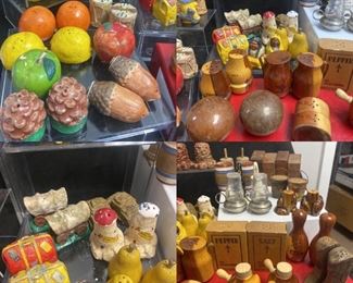 Vintage Chalk, Metal Wood SaltPepper Shakers