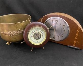 Sessions Clock, West German Coast Barometer Brass Planter