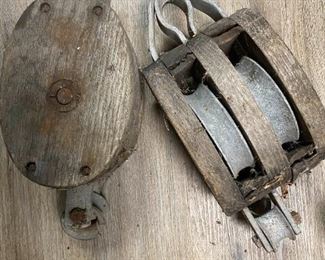 Wood Block Double Pullies