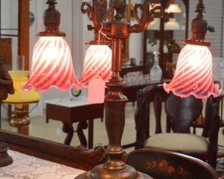 Triple Pink Swirl Lamp